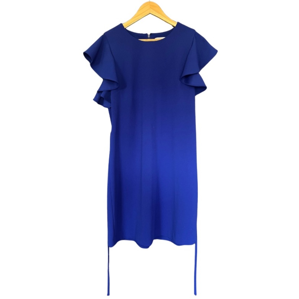 Calvin Klein Royal Blue Dress with Ruffle Sleeves
